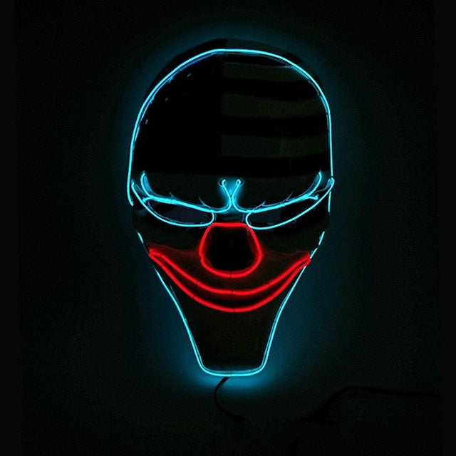 GNHYLL LED Mask Grimace Clown Masks,El Wire Glowing Mask for Halloween