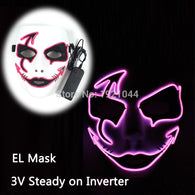 Blinking Funny Cute EL Wire LED Mask+3V Steady on Mask 10Color Choice