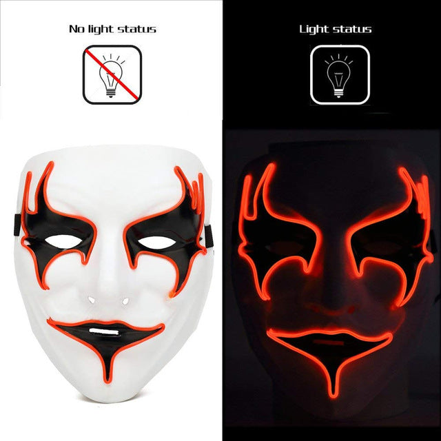 LED Light Up Halloween Mask  Neon Luminous Wire Glowing Ghost