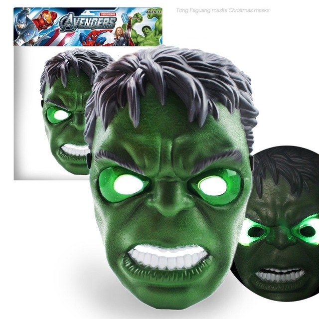 LED Head Mask Super hero Hulk/American captain/Spiderman Crazy Rubber