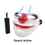 High Grade Clown Face EL Wire Glittery Cartoon Music Sensitive Mask Neon Led