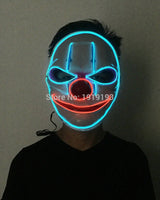 High Grade Clown Face EL Wire Glittery Cartoon Music Sensitive Mask Neon Led