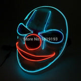 High Grade Clown Face EL Wire Glittery Cartoon Music Sensitive Mask Neon Led