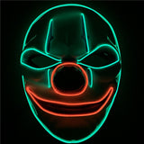 EL Wire Mask Light Up Neon Halloween Clown Glowing LED Mask
