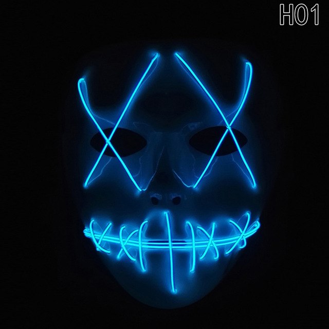 Halloween Led Luminous Mask 2018 Horror Grimace Bloody EL Wire Christmas