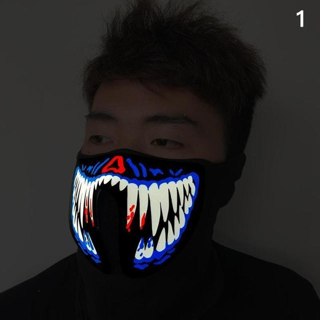 Voice-activated LED Masks Clothing Halloween Big Terror Masks